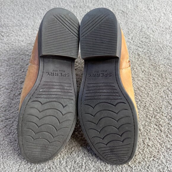 Sperry Top Sider Tan Leather Ankle Boots Women 7.5M Zipper Tassel Western Cowboy - Picture 5 of 7